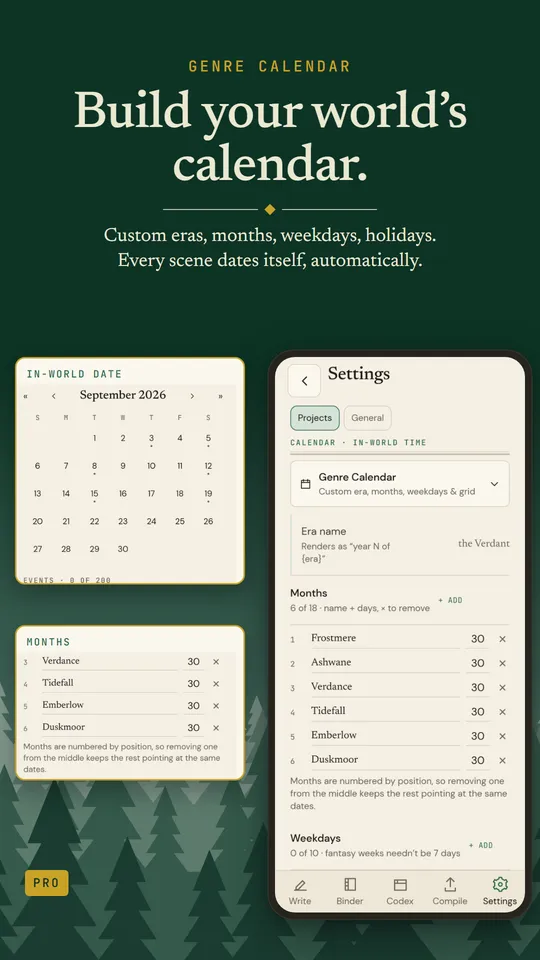 A custom genre calendar